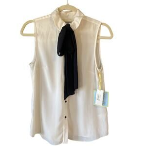 CeCe Blouse Womens Sz XS NEW Tie Detail Loose Flowy Office Work Career Tank Top